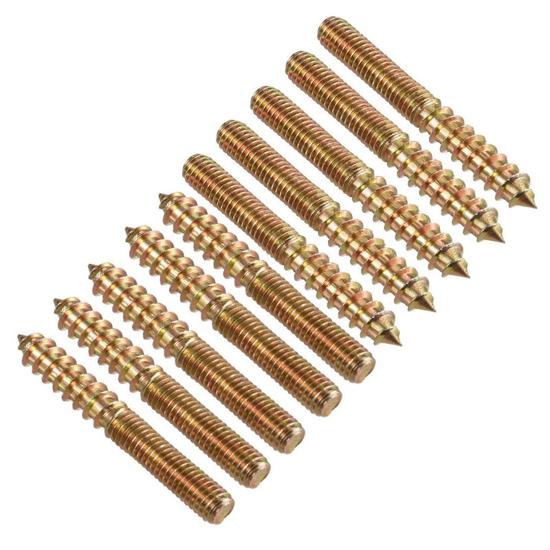 TOP-VIGOR 10Pcs M6x50mm Hanger Bolts, Double Headed Bolts Self Tapping Screw, Double Ended Dowel Screws, Screw Dowels Hanger, Threaded Lag Wood Screws and Machine Bolts for Wood Joint Furniture - Image 1
